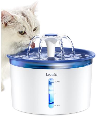 Loomla Cat Water Fountain, 85oz/2.5L Pet Water Fountain Indoor, Automatic Dog Water Dispenser with Switchable LED Lights, 2 Replacement Filters for Cats, Dogs, Pets Navy Blue Plastic