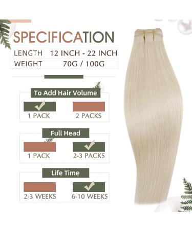 Buy Runatur Real Hair Extensions - 50cm Platinum Blonde Tress 100g for Sewing #60 - Smooth & High-Quality Hair Extensions - Buy Online on GoSupps.com