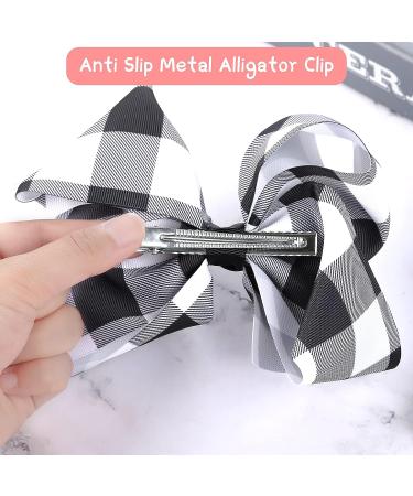 Syhood Christmas 6.3 inch Large Bows with Alligator Clips - Black White Plaid Hair Accessories for Girls & Women - Perfect for Christmas Party - Buy Online on GoSupps.com