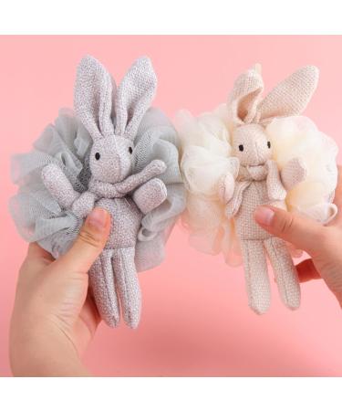 Shop Bath Sponge Shower Loofah Set - Kids Pink & White Rabbit Sponges for Travel & Bathing - Buy Online on GoSupps.com