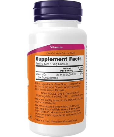 Now Foods Vitamin D High Potency 1000 IU - 120 Veg Capsules for Immune Support - Buy Online on GoSupps.com