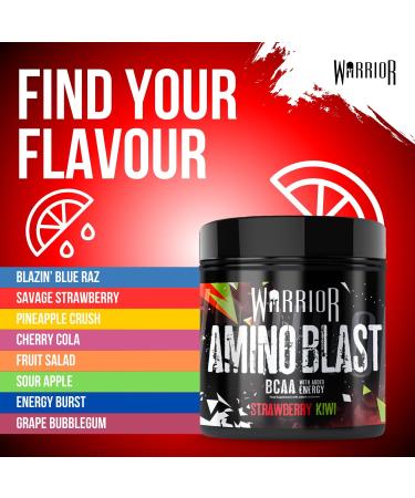 Warrior Amino Blast 270g BCAA Powder Branched Chain Amino Acids Supplement Intra Workout & Recovery Energy Drink 30 Servings (Strawberry Kiwi) - Buy Online on GoSupps.com