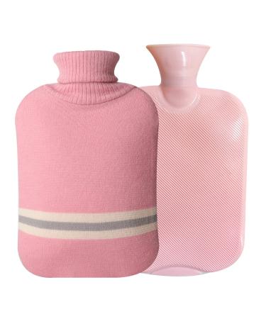 Hot Water Bottle PVC 2L Hot Water Bag with Soft Cover for Bed Hand Feet  Bpa Free  Odourless  for Pain Relief Ease Aches Cold Hot Therapy(Pink)