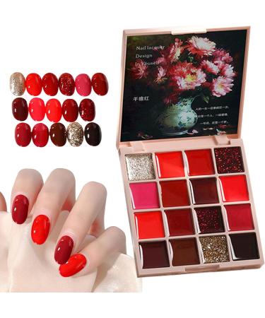 Walopola Solid Cream Gel Nail Polish 16 Colors Nail Cream Gel Nail Polish Palette Solid Gel Nail Polish Gel Manicure Palette Nail Glue for Women 16 Colors Red - Buy Online on GoSupps.com