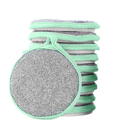 Muloo Kitchen Cleaning Sponges Double Sided Scouring Pad Wipe Dishwashing Sponges Cloth for Easy Dishwashing Green