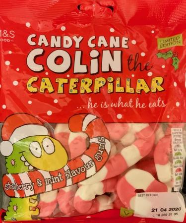 Marks & Spencer M&S Candy Cane Colin the Caterpillar 150g Fruit Gum with Strawberry & Peppermint Flavour | Limited Edition | Vegetarian