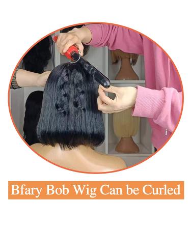 Bob Wigs with Bangs Human Hair for Black Women - 10 Inch Brazilian Virgin Straight Wig | Glueless Machine Made Full Wig (1B) - Buy Online on GoSupps.com