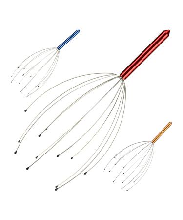Relaxdays head massager 12 arms with knobs massager for the head head massager head scratcher metal red