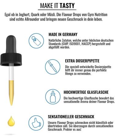 Flavour Drops Without Calories - 50ml Great Taste for Quark Yoghurt & More | Made in Germany Honey Flavoured - Dosing Pipette Included - Buy Online on GoSupps.com