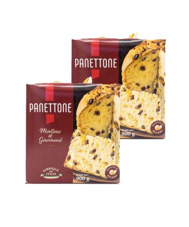 Panettone pure butter made in Italy - set of 2 boxes of 900 g - pastry with natural sourdough, dry reasons and candied orange