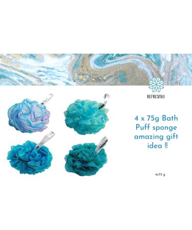 REFRESHKO Bath and Shower Puff Loofah bath Essentials (BLUE 4 * 75g BATH PUFF) BLUE 4*75g BATH PUFF - Buy Online on GoSupps.com