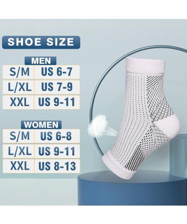 2 Pair Neuropathy Socks for Men & Women | Pain Relief for Plantar Fasciitis | Comprex Ankle Sleeves L/XL - White - Buy Online on GoSupps.com