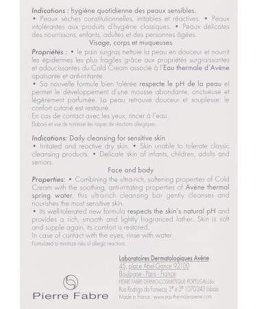 Cold Cream Soap by Avene for Women - 3.5 oz Bar Soap 100g C25489 - Buy Online on GoSupps.com