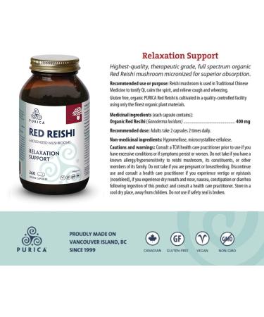 PURICA - Red Reishi - Micronized Mushrooms - Relaxation Support (360 Count (Pack of 1)) - Buy Online on GoSupps.com