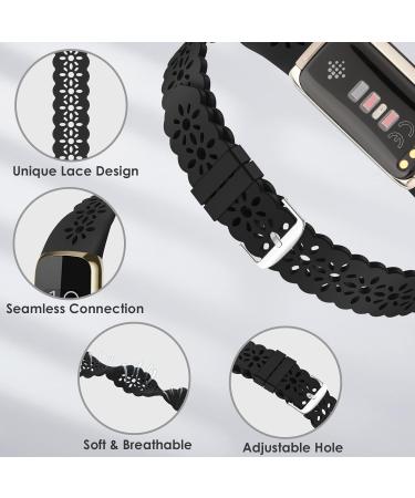 3-Pack Slim Lace Sport Bands for Fitbit Luxe - Soft Silicone Hollow-Out Replacement Wristbands for Women - Breathable and Stylish - Compatible with Fitbit Luxe Fitness Smart Watch - D-Black/Stone Gray/Green - Fits 5.6-7.1 Wrists - Buy Online on GoSupps.com