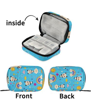 SUABO Panda Bears Weekly Pill Organizer - Travel 7 Day Pill Box with Separate Compartments for Medications & Vitamins | Blue - Buy Online on GoSupps.com