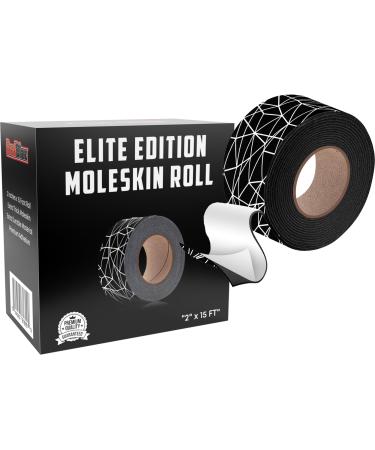 Moleskin for Blisters - Thick Premium Mole Skin for Feet Protection - 2 Inches x 15 Foot Roll - Black Moleskin Tape for Shoes and Foot Blisters - Elite Edition
