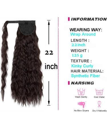 DODOING Kinky Curly Wrap Around Yaki Ponytail Extension Long Wavy Synthetic Hair Extensions Clip in Ponytail for Women Beauty and Fashion 1# Black Brown-Wrap Around - Buy Online on GoSupps.com