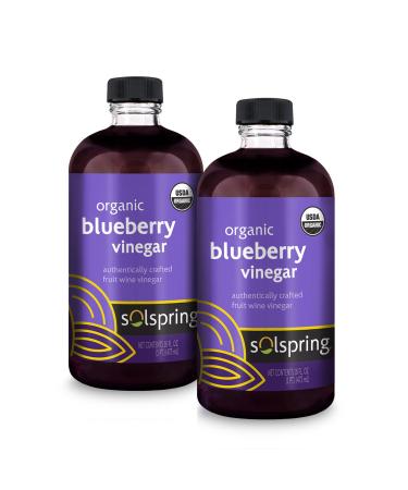 Dr. Mercola Solspring Organic Blueberry Vinegar, 2 Bottle (16 Fl. Oz.), Tart, Full-Bodied Flavor, non GMO, Soy Free, Gluten Free, USDA Organic