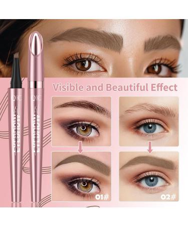 3D Waterproof Microblading Eyebrow Pen - Long-Lasting Smudge-Proof Eyebrow Pencil with 4 Fork Tip for Women (Light Brown) - Shop Internationally - Buy Online on GoSupps.com