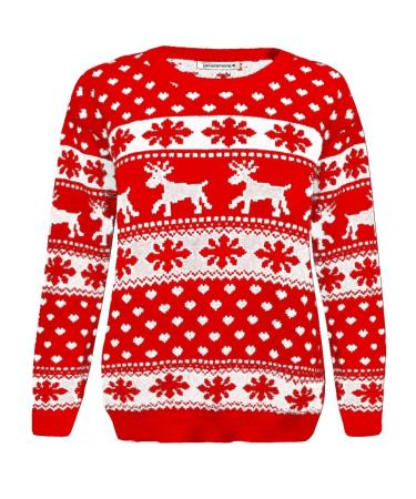 janisramone Girls Boys New Kids Christmas Reindeer Snowflake Novelty Knitted Children Xmas Fairisle Sweater Top