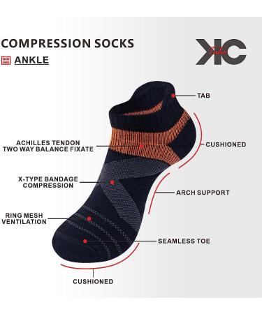 KC-TAHO Ankle Compression Socks 4 Pairs - Men & Women - 16-23 mmHg - Cotton Cushioned - Achilles Tendonitis Brace - Medium - BLACK+WHITE+PURPLE+ROSE - Buy Online on GoSupps.com