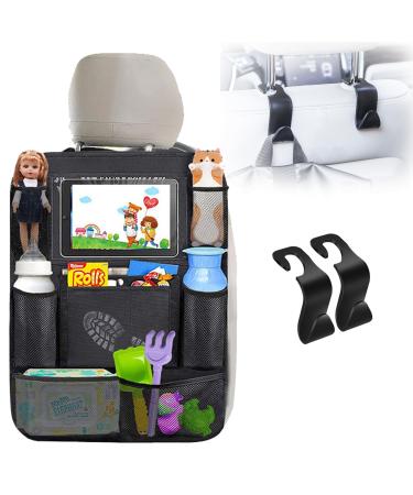 BDSHUNBF Car Seat Organiser with 2 Pcs Auto Hooks Car Organiser Back Seat for Kids Seat Back Protector Car Seat Organiser Kids for Travel for Tablet Holder Toys And Travel Accessories
