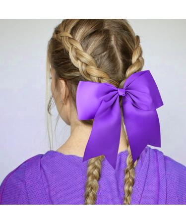 DEEKA 16PCS 8 Inch Large Cheer Bows Ponytail Holder - Purple Handmade for Girls Teens Softball Cheerleader Sports - Buy Online on GoSupps.com