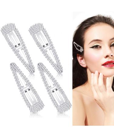 Strass Hair Clips for Women & Girls - 4-Piece Bridal Jewelry Set 7.6 cm Silver Hair Accessories for Weddings - Buy Online on GoSupps.com