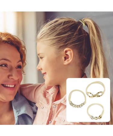 Elastic Bracelet Hair Ties - Mesen 3PCS Hair Ties Bracelet with Gold Metal | Stylish Accessory for Hair and Wrist | Ideal for Outdoor Sports and Activities - Buy Online on GoSupps.com