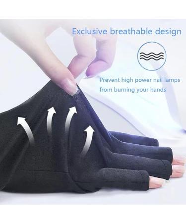 Fingerless UV Protection Manicure Gloves 2 Pairs UV Gloves Excellent Elasticity Art UV Blocking Gloves for Nail Gel Dryer Professional Fingerless Gloves for Protecting Hands from UV Nail Lamp Black - Buy Online on GoSupps.com