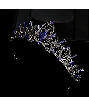 FANCY-J Crown Tiara: Sparkling Rhinestones & Crystals for Women - Perfect for Princess Parties, Weddings, and Proms (Gold-Blue-Black Crystal) - Buy Online on GoSupps.com