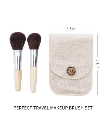 6pcs Mini Natural Bamboo Makeup Brushes Set with Travel Bag - Beige - Buy Online on GoSupps.com