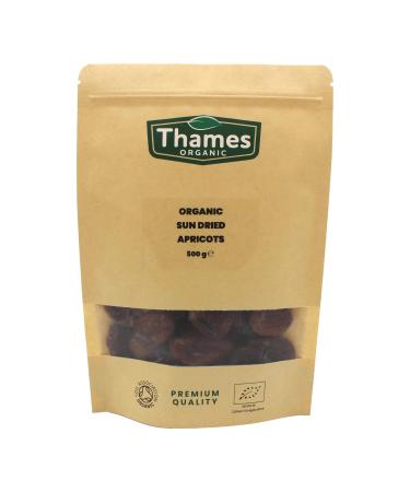 Sun Dried Apricots - Certified by Soil Association - Delicious Nutritious Convenient - All Natural No Added Sugar Non-GMO Unsulphured - Digestive - Thames Organic 500g - Buy Online on GoSupps.com