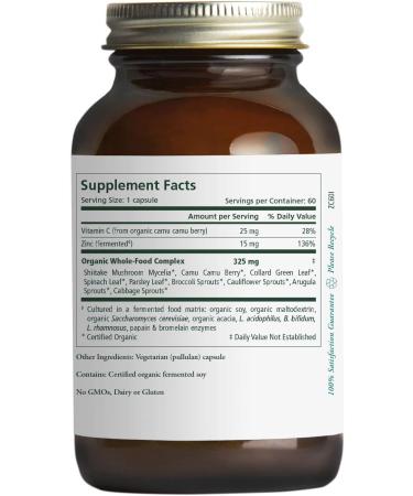 Pure Synergy Zinc Complex - 60 Capsules - Organic Zinc Supplement with Fruit, Vegetables, and Mushrooms - Non-GMO & Vegan - Buy Online on GoSupps.com
