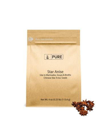Pure Original Ingredients Star Anise (4 oz) Teas & Baking, Chinese Star Anise, Licorice-Like Flavor 4 Ounce (Pack of 1)