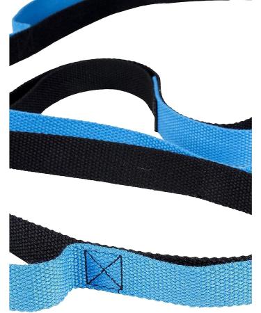 Yoga Stretch Strap with 10 Loops for Athletes and Dancers - Multi-Grip Fitness Pilates Belt in Black Blue - Buy Online on GoSupps.com