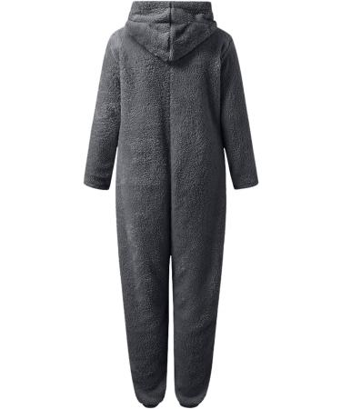 Cozy Haiorziyou Women's Plush Teddy Fleece Jumpsuit - Hooded Winter Pajamas Soft One-Piece Sleepwear (4XL Gray) - Buy Online on GoSupps.com