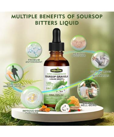 8 in 1 Graviola Soursop Leaf Extract Liquid - Soursop Bitters Liquid with Sea Moss, Ashwagandha and Tumeric, for Immune & Liver, Zzz & Antioxidant & Cell Support,1 Fl Oz original 1 Fl Oz (Pack of 1) - Buy Online on GoSupps.com