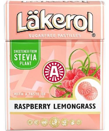 L kerol Pastillen Lakerol Raspberry Lemongrass Original Swedish Fruit Sugar-Free Stevia Pastilles Box 25 g x 4 Pieces