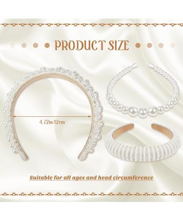 Elegant 3-Piece White Pearl Headband Set for Women - Bridal Hair Accessories - Buy Online on GoSupps.com
