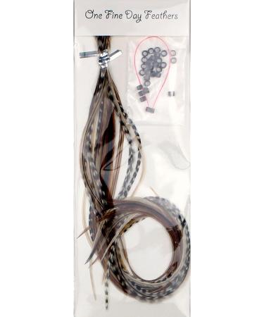 20 XXL Long 11-13 inch Real Feather Hair Extensions with Rings & Loop - Mixed Naturals - Buy Online on GoSupps.com