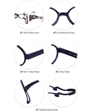 Children's Blue Light Filter Glasses - UV Block TR90 Round Frame for Girls + Anti-Slide Tape & Pink Glasses Case - Buy Online on GoSupps.com