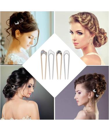 4pcs U-Shape Hairpins Alloy Shell Retro Hair Chopsticks U-shaped Hair Sticks Hair Forks for Women Girls - Buy Online on GoSupps.com