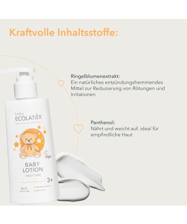 Moisturizing Baby Lotion 150ml - Daily Care Ecolatier with Marigold Extract & Panthenol | 98.2% Natural Vegan | Protects & Hydrates - Buy Online on GoSupps.com