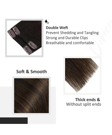 Vivien Clip-In Extensions | Remy Real Hair Ombre - Darkest Brown to Light Brown #2/8/2 | 35cm 120g 14 Inch - 7pcs - Buy Online on GoSupps.com