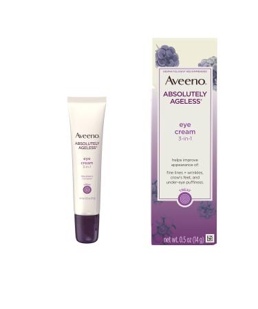 Aveeno Absolutely Ageless 3-in-1 Anti-Wrinkle Eye Cream for Fine Lines & Wrinkles  Crows Feet  & Under-Eye Puffiness  Antioxidant Blackberry Complex  Hypoallergenic  Non-Greasy  0.5 oz