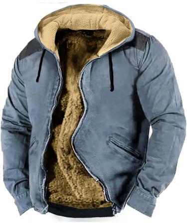Hanxiulin Oversized Plush Jacket for Men | Warm Lined Fleece Winter Coat with Hood | Casual Fashion Long Sleeve Transition Jacket - Buy Online on GoSupps.com