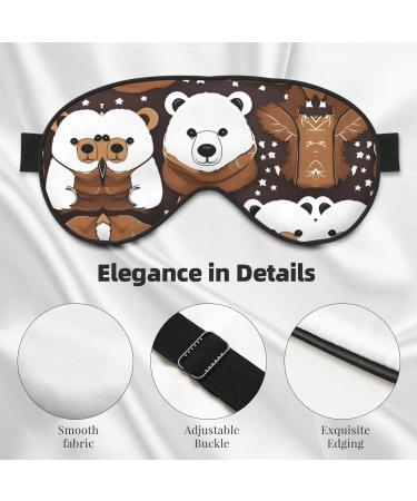 Ultra-Soft Light-Blocking Eye Mask - White Bear & Brown Bear Print for Comfort & Restful Sleep | International Shipping Available - Buy Online on GoSupps.com
