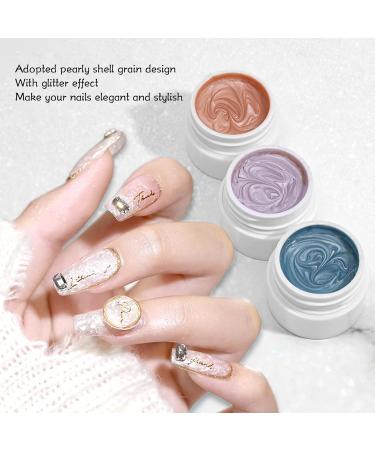 Solid Gel Nail Polish Palette Solid Nail Gel Polish Cream Nail Polish 8 Colors Pearly Shell Grain Nail Art Polish Cream Glitter Gel Polish for Salon and Nail Art DIY At Home - Buy Online on GoSupps.com